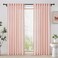 FMFUNCTEX Linen Semi Sheer Curtains 96 Inches Long for Bedroom, Pink Pinch Pleated Curtains for Living Room, Light Filtering Farmhouse Window Drapes Rod Pocket Back Tab 2 Panels Set