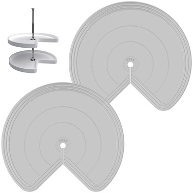ZDLS Lazy Susan Shelf Liner,Silicone Lazy Susan Liner for 28" Dual Tier Pie Cut Lazy Susan Organizer,Non-Slip Thermal Protection Lazy Susan Mat 2 PCS (Gray, 24")