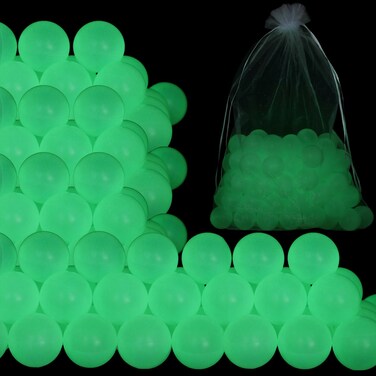 Sratte 100 Pcs Glow in The Dark Table Tennis Balls Sports 40 mm Table Tennis Balls Lighted Table Tennis Balls Bulk with Mesh Bag for Outdoor Game Party Decoration Arts Activities