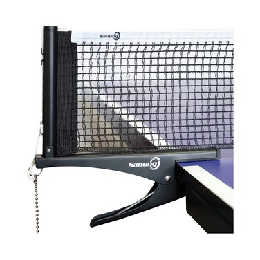 Sanung S304 Portable Table Tennis Net and Post Set Folding Spring Clamp-on with 2 Posts Kit Adjustable Ping Pong Training Mesh Net for Standard 60in Wide Tables Easy Setup