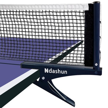 Ndashun Premium Ping Pong Net with Clamps, Collapsible Table Tennis Net and Post Set, Spring Activated Clip, Tension Adjustable Mesh, Portable and Easy Setup (Navy)