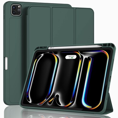ZryXal 2024 iPad Pro 11 Inch Case M4 (5th Generation) with Pencil Holder, Smart iPad Case [Support Pencil Pro and Pencil (USB-C)], Support Touch ID and Auto Wake/Sleep (Midnight Green)