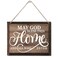 Printed Wood Plaque Sign Wall Hanging, Home Wall Decor May God Bless This Home And All Who Enter Rustic Hanging Wall Plaque Wood Signs, Housewarming Gifts, Blessed Family Sign I