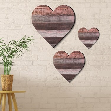 Jetec 3 Pcs Valentines Heart Shaped Wood Sign Buffalo Plaid Decor for Kitchen Bedroom Bathroom Living Room Wooden Heart Wall Sign Rustic Hanging Plaque Decor, 3 Sizes(White Antique)(Red Brown)