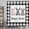 Boziqr Happy Easter Shower Curtain, Cute Bunny Rabbit with Spring Flower Shower Curtains for Bathroom, Buffalo Check Plaid Farmhouse Bathroom Curtains, 70 x 70 Inches