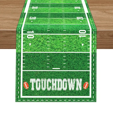 Football Court Table Runner, Touch Down Football Birthday Party Table Runner for Home Kitchen Dining Table Decoration (14 x 72 Inch)
