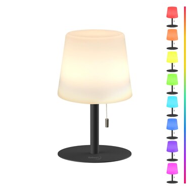 Tulbeys Warm &amp; RGB Cordless Lamp for Outdoor Patio Decor   Battery Powered Lamp   Farmhouse Table Lamp   White Desk Lamp for College Dorm Room   Shower Lamp Waterproof Lampshade &amp; Metal Base