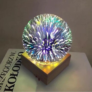 Gavigain 3D Firework Light, LED Colorful Table Lamp USB Powered Glass Balls Night Light for Bedroom Office