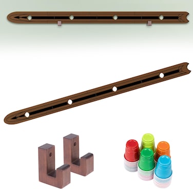 Extguds 5 FT Board with Wall Mounts,4 Person Board,Sets:1 Board + 2 Wall Mounts+50 Cute Glasses, Perfect for Vacations,Weddings,Bar,Family Gathering, Party,Vintage and Noble (Brown) (Brown)