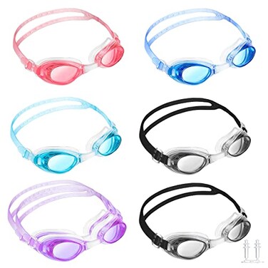 Bencailor 6 Pairs Kids Swim Goggles Swimming Goggles for Toddler Kid Youth Anti Fog Waterproof Swim Glasses Clear Wide Vision Water Pool Goggles No Leaking Full Protection Pool Swimming Goggle