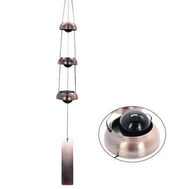 Sympathy Wind Chimes Gift Outdoors Clearance, Copper Red Hanging Bell Temple Wind Chime for Outside Large Deep Tone, Feng Shui Tibetan Garden Windchimes Unique 36 inch, Musical Rain Good Luck Chimes