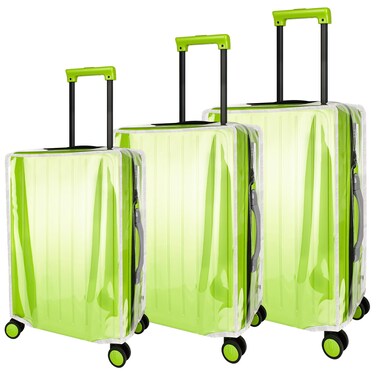 YSSPPOY Upgraded 3 Pieces Luggage Cover, 0.3mm Superior Thickness Clear Suitcase Covers for Luggage, 20" 24" 28" PVC Luggage Covers for Suitcase Waterproof Dustproof Anti-scratch