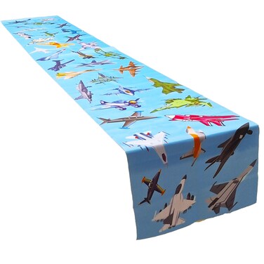 PIBIPAID Fighter Table Runner for Military Airplane Aircraft Fighter Jet Plane Party Favors Supplies Decorations Table Cover