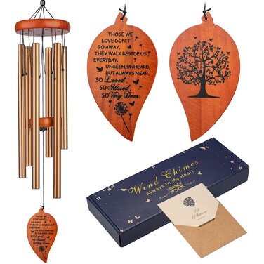 KOSSLY 32" Memorial Wind Chimes, Bereavement Gift,in Memory of Loved One Loss of Mother Father&iuml;&frac14;&OElig;Home Decor Garden Patio Outdoor-Golden