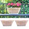 LaLaGreen Window Boxes Planters for Outdoor Plants (2 Pack, 12 Inch) White Metal Small and Cute Fence Rectangular Hanging Planters Flower Box with Coco Liner, Horse Troughs Balcony Deck Railing Porch
