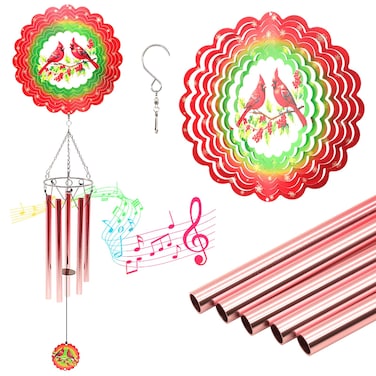 Wind Chimes with Cardinal Wind Spinner, Mom Gifts for Mothers Day Grandma Mom Women Birthday Retirement Teacher, 31" Windchimes Outdoor Decor Hanging Mobile for Garden Porch Patio Backyard