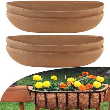 Sinimaka Coco Liners for Planters 24 Inch, 4 Pack Trough Window Box Liners, Coconut Fiber Liners for Planters Flower Baskets Garden Outdoor Plants