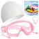 JJYHEHOT Kids Swimming Goggles and Cap, White and Pink Girls Anti Fog Swim Goggles with Ear Plugs, Silicone Waterproof Swim Cap