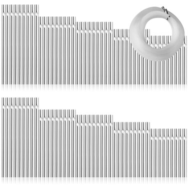 sansheng 90pcs Wind Chime Tubes for Home Garden Outdoor Hanging Decorations, Tone Empty Tubes with Wind Chime line 150 Yards(5 Different Length)