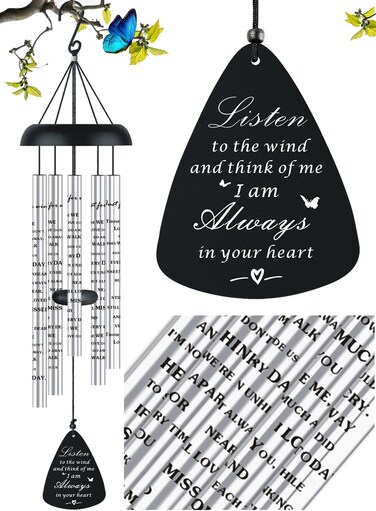 Sympathy Memorial Wind Chimes for Outside Loss of Loved One, Sympathy Gift Baskets Windchimes Outdoors in Memory of A Loved One, Grief Funeral Bereavement Memorial Gifts for Loss of Father Mother, 32