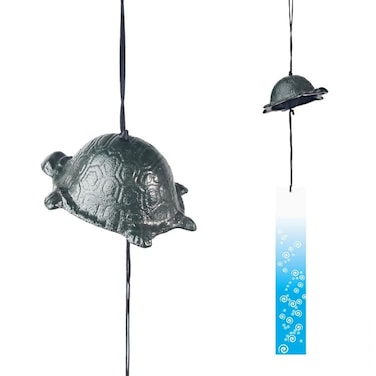 Oavand Japanese Traditional Small Wind Chimes for Outside, Iwachu Cast Iron Bless Temple Wind Bell Memorial and Sympathy Wind Chimes Outdoor or Indoor for Good Luck Garden, Tortoise
