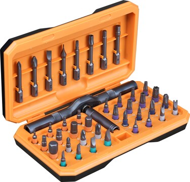 ANVANNA Screwdriver kit 42 in 1 aluminum alloy material, ratchet magnetic, DIY combination flexible shaft, suitable for furniture assembly, electrical repair, bicycle tools, Orange