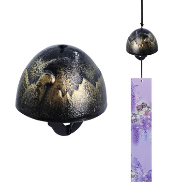 A.F.N.A.L Japanese Wind Chime Cast-Iron Outdoor Ornament for Garden &amp; Patio, Hanging Metal Wind-Bell Decoration Gift, Blessing Pendant Windchimes &amp; PVC Wind-Catcher, Tateyama &amp; Thunderbird - Bronze