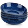 vancasso Stern Large Pasta Bowls Set of 4, 38 Oz Ceramic Salad Plate Bowls for Serving, Kitchen Stoneware Wide Bowls for Soup, Pasta, Salad, Cereals, Microwave Oven Safe, Reactive Glaze-Blue