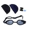 Vctitil 2 Pcs Swimming Cap Solid Color Adults Men Women Pool Hat, 1 pc Non-Slip Water Swim Goggles And 2 Pairs Earplugs(black)