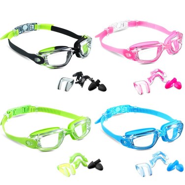 4 Pieces Swim Goggles for Kids Age 4-16 No Leaking Anti Fog Goggles for Boys Girls, Soft Silicone Frame(Classic Style)