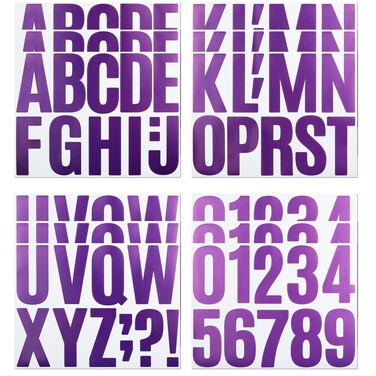 12 Sheets Letter Number Stickers,4 Inch Vinyl Large Alphabet Sticker for Mailbox, Scrapbooking, Decoration, Craft, Arts, DIY, Decor - Purple