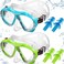 Kigley 2 Pcs Unisex Swim Goggles for Adults Snorkel Diving Mask with Nose Cover Silicone Adults Swim Mask Swimming Snorkel Goggles Glasses with 2 Pair Earplugs (Green, Blue)