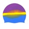 SUNTRADE Silicone Adult Swim Cap,Flexible Unisex Waterproof Swimming Cap,Great for Short and Long Hair (Purple-Yellow-Blue)