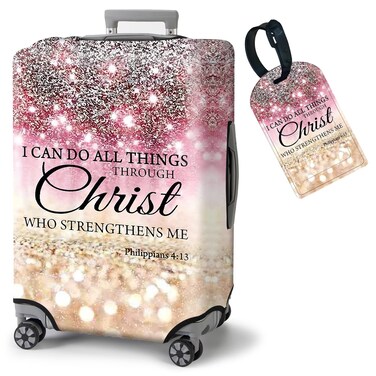 Luggage Covers for Suitcase TSA Approved,Elastic Washable Suitcase Cover Protector, I can do all things through christ Luggage Cover Sleeve Wrap for 26/ 27/28/29 Inches Suitcase Travel Accessories