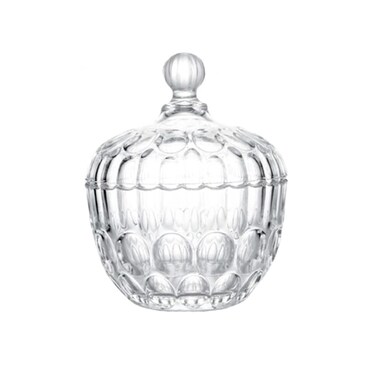 ericotry 1PCS Crystal Glass Candy Dish Sugar Bowl with Lid Buffet Jar Countertop Jar Decorative Jewelry Box for Party Wedding Home Office (260ml/8.7 Ounce)