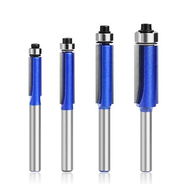 Trim Router Bit Set 1/4 Inch Shank Wood Trim Top Bearing Straight Pattern Flush Trim Router Bit Carpenter Woodworking Tools-1/4&acirc;&euro; 5/16&acirc;&euro; 3/8&acirc;&euro; 1/2&acirc;&euro; (4 Sizes)