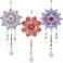 Macarrie 3 Pack Rhinestone Painting Suncatcher Wind Chime Double Sided Crystal Rhinestone Painting Hanging Ornament Flower Shape Suncatcher Kit for Adults DIY Window Home Garden(Vintage Style)