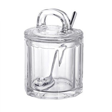 123Arts Glass Sugar Bowl Seasoning Pot Spice Jar with Lid Spoon