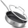 LOLYKITCH 10 Inch Hybrid Stainless Steel Non-Stick Saut&Atilde;&copy; Pan,Skillet,Induction Deep Frying Pan,Dishwasher and Oven Safe,Riveted Handle.