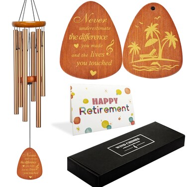 Retirement Gifts, Retired Gifts for Women - Happy Retirement Gifts for Teacher, Nurse, Coworker - Never Forget The Difference You Make,Retirement Gift Wind Chime 28 inches(Golden)