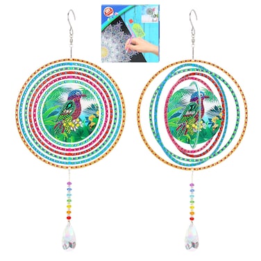 Liccyy New 3D Hang Diamond Art Painting Wind Chime Suncatcher Kits Accessories for Adults Teens Beginners, 5D Crystal Gem Art Paint Suncatcher by Number DIY Gift Home Garden Window Decoration, Bird