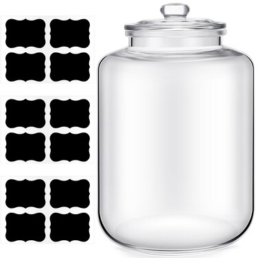 Yaomiao 4 Gallon Glass Jar with Lid Large Cookie Jar with Big Opening Airtight Food Storage Canister Canning Jars for Flour Sugar Dog Treats Pasta Candy Glass Containers with Lids for Kitchen Pantry