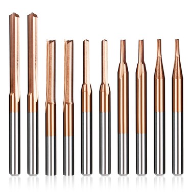 10Pcs CNC Router Bit Set, 1/8&acirc;&euro; Shank Straight CNC Bits TiCN Coating Carbide Engraving Tool End Milling Cutter  1/1.5/2/2.5/3.175mm