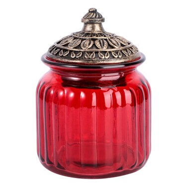 Vintage Airtight Food Storage Container with Lid Glass Food Jar Pasta Noodle Grain Cereal Bean Rice Canister Kitchen Sealed Box Red