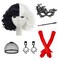 Mildiso 6pcs Cruella Deville Wig Accessories for Cruella Deville Costume Women Cruella Wig with Gloves Mask Earrings Black and White Cruella Wig for Halloween Cruella Costume M128BW