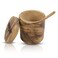 Decorative Rustic Wooden Sugar Seasonings Bowl Box Cellar Keeper With Lid &amp; Spoon Wide Mouth Herb Spice Jar Holder Serving Bowl Pantryware Serverware Loose Tea Storage Container Novelty Home &amp; Kitchen
