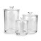 Hipiwe Clear Plastic Apothecary Jars with Lid, Large Size Bathroom Storage Canister Jar Cotton Ball and Swab Organizer Q-Tips Holder, 60-Ounce, 30-Ounce and 15-Ounce, Set of 3
