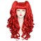 Askuang Long Curly Red Wig with Pigtails Red Ponytail Clip on Wig for Women Girls Halloween Cosplay Party