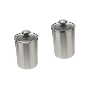 MAGICLULU 2pcs Stainless Steel Airtight Canister Flour Container Stainless Steel Storage Container Metal Sugar Canister Snack Container Metal Storage Canisters Candy Cookie Jar Seasoning