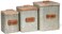 Red Co. Set of 3 Pre-Labeled Sugar, Coffee &amp; Flour Distressed Metal Storage Canister Jars with Wooden Lids